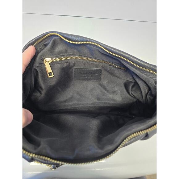 Valentina Fiore Guiene Leather Braided Black Shoulder Bag with Gold Strap Italy - Picture 7 of 8